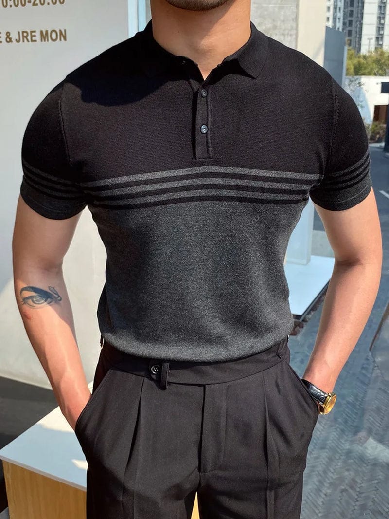 Men's Short Sleeve Polo Shirts - Summer Fashion, Turn-Down Collar, Patchwork Casual Streetwear