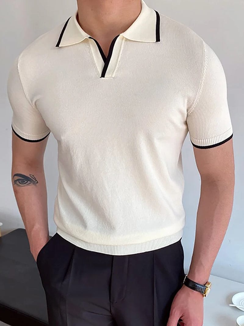 Men's Short Sleeve Polo Shirts - Summer Fashion, Turn-Down Collar, Patchwork Casual Streetwear