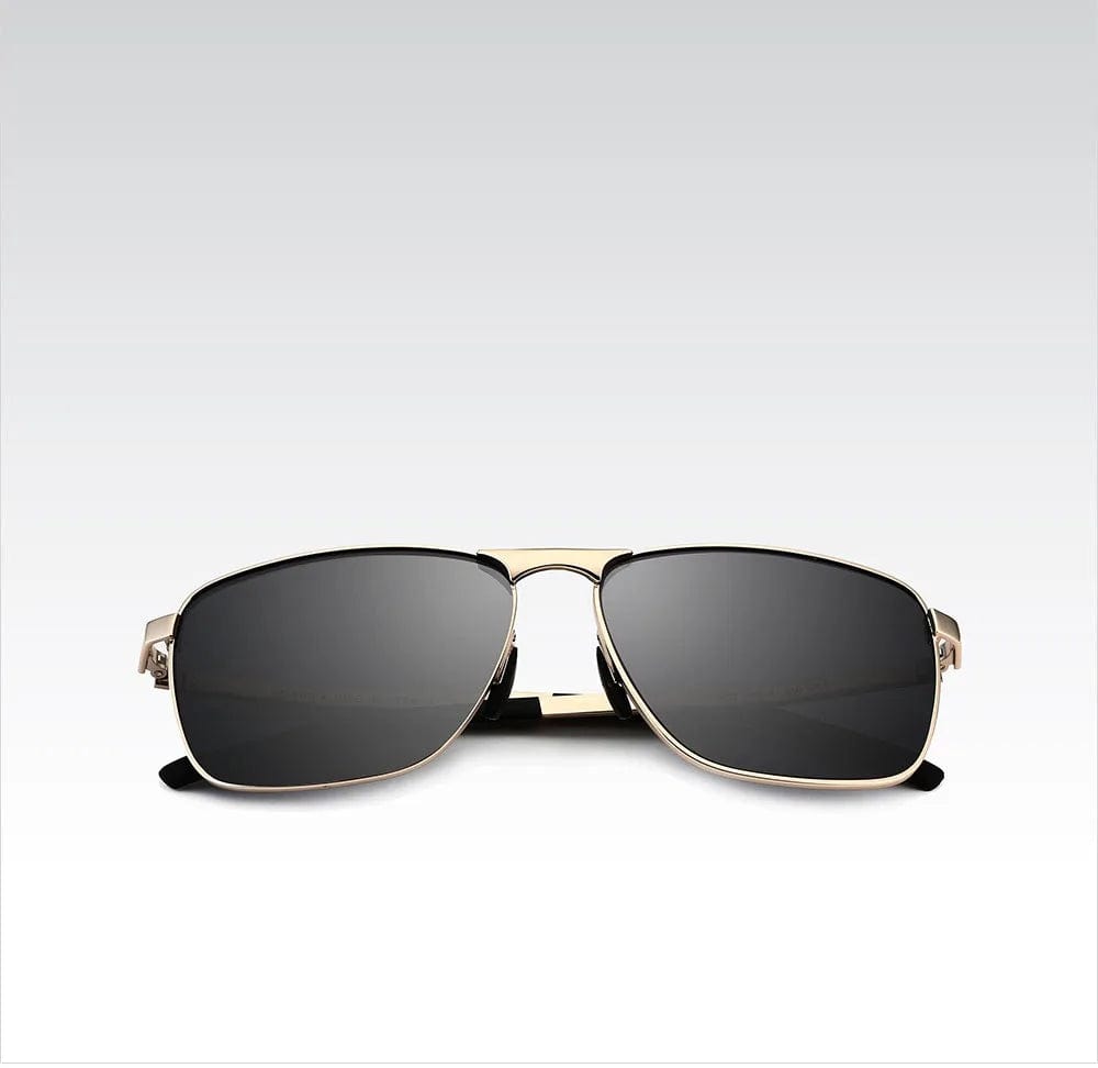 Men's Polarized Luxury Sunglasses - UV Protective Square Alloy Frame, Gold, Designer 2024 Trend