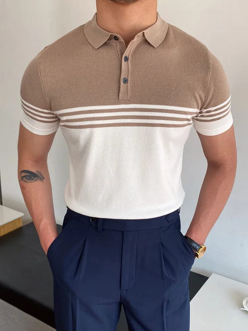 Men's Short Sleeve Polo Shirts - Summer Fashion, Turn-Down Collar, Patchwork Casual Streetwear