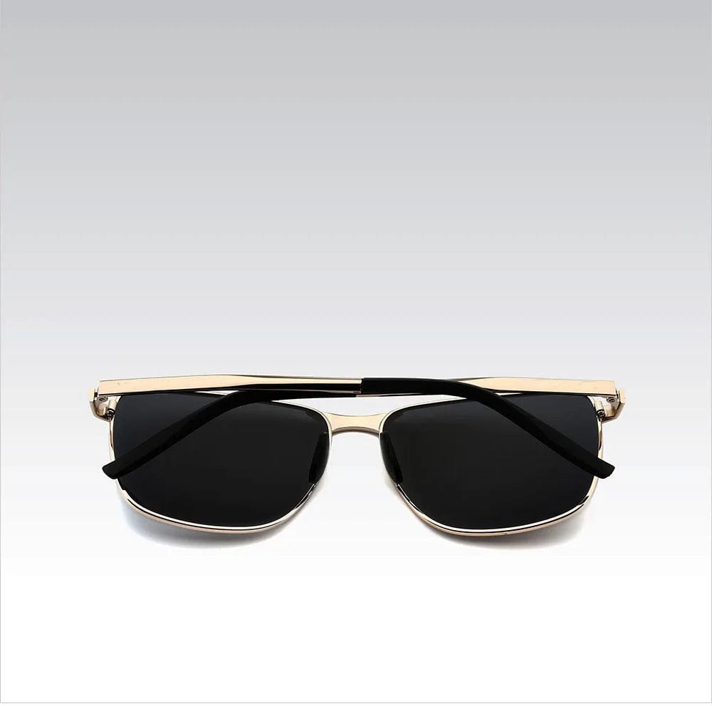 Men's Polarized Luxury Sunglasses - UV Protective Square Alloy Frame, Gold, Designer 2024 Trend