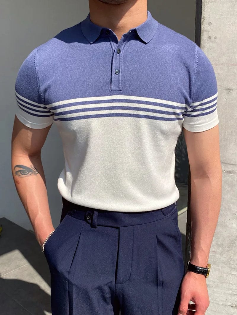 Men's Short Sleeve Polo Shirts - Summer Fashion, Turn-Down Collar, Patchwork Casual Streetwear