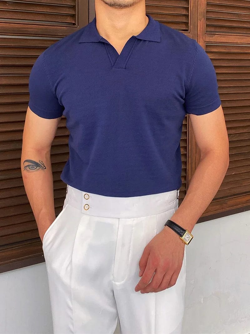 Men's Short Sleeve Polo Shirts - Summer Fashion, Turn-Down Collar, Patchwork Casual Streetwear